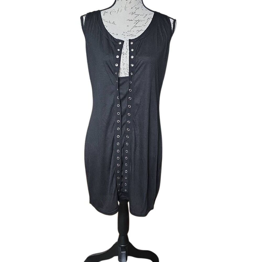 Women's Size XL Black Grommet Front Tank Dress